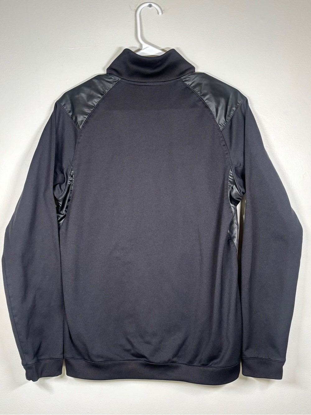 Vintage Adidas Woven Nylon Chest Panel Track Jacket Black Green Striped Small - Picture 5 of 8